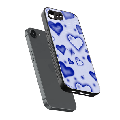 Celestial Hearts sleek iphone 16e cover with tempered glass back and TPU edges