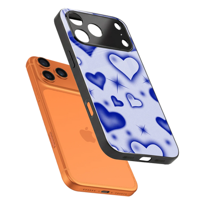 Celestial Hearts sleek iphone 17 pro cover with tempered glass back and TPU edges
