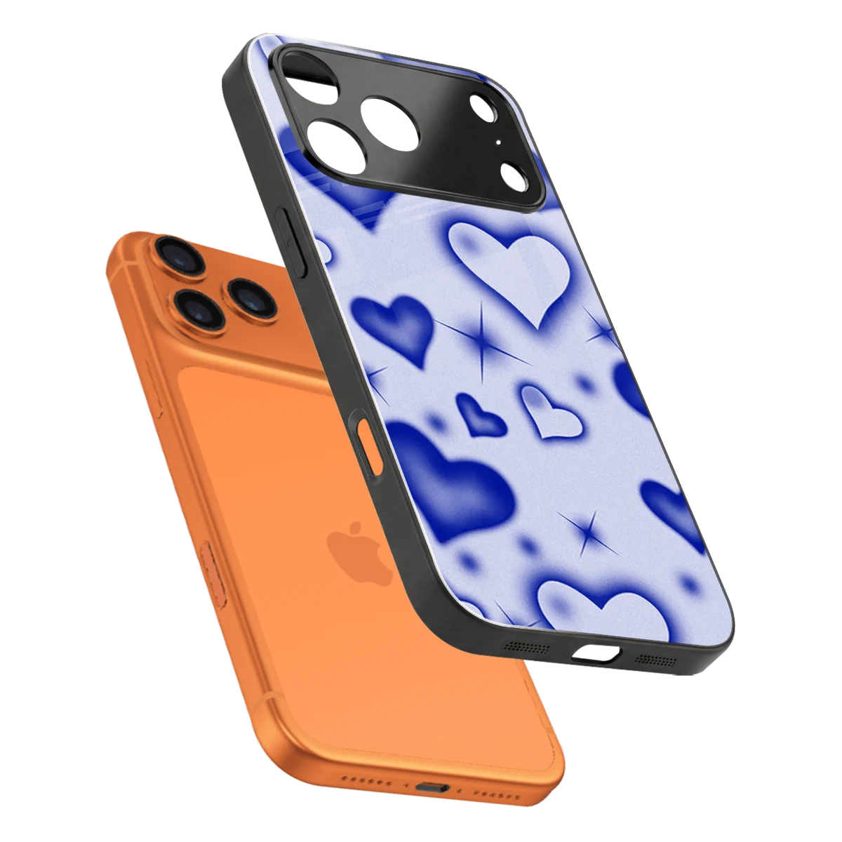 Celestial Hearts sleek iphone 17 pro max cover with tempered glass back and TPU edges