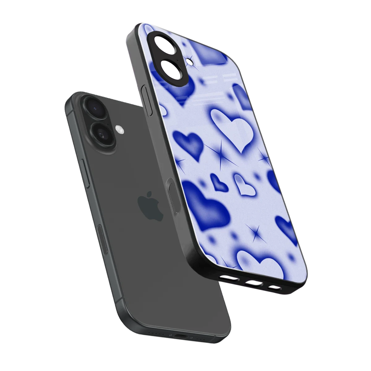 Celestial Hearts sleek iphone 17 cover with tempered glass back and TPU edges
