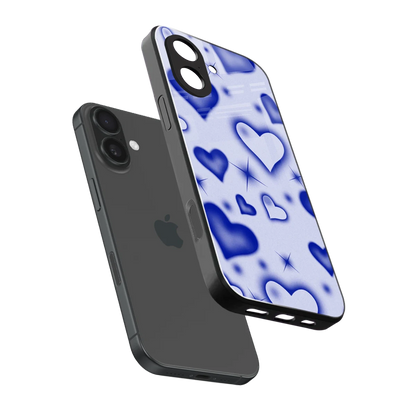 Celestial Hearts sleek iphone 17 cover with tempered glass back and TPU edges