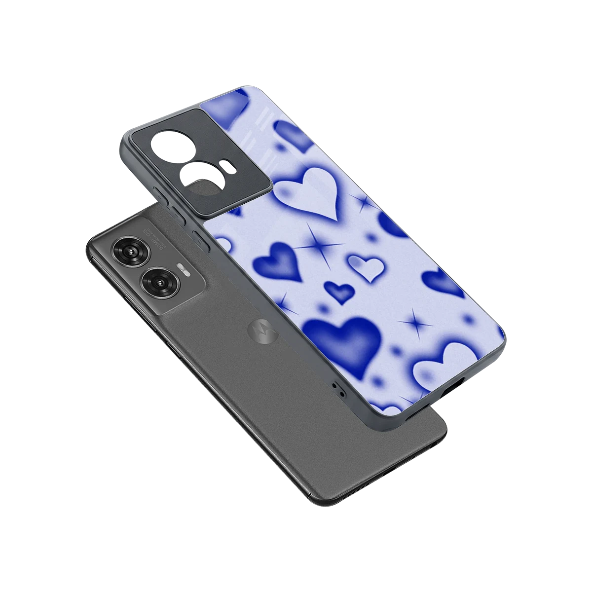 Celestial Hearts sleek motorola edge 50 fusion cover with tempered glass back and TPU edges