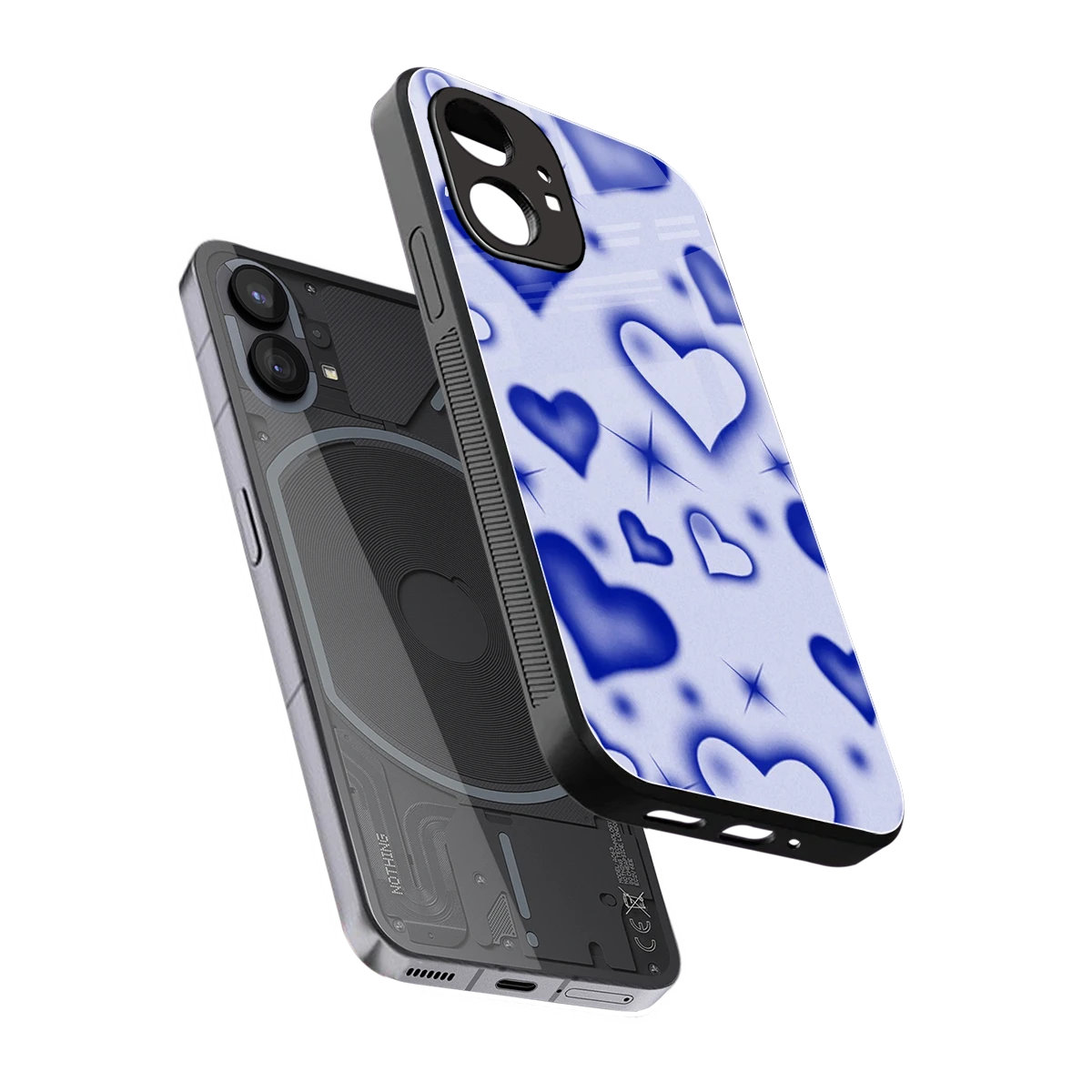 Celestial Hearts sleek nothing phone 1 cover with tempered glass back and TPU edges