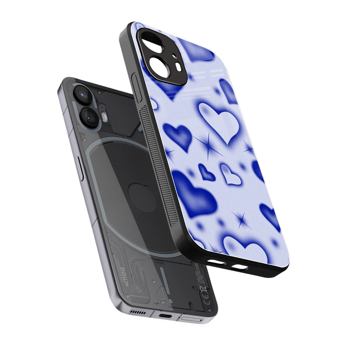 Celestial Hearts sleek nothing phone 2 cover with tempered glass back and TPU edges