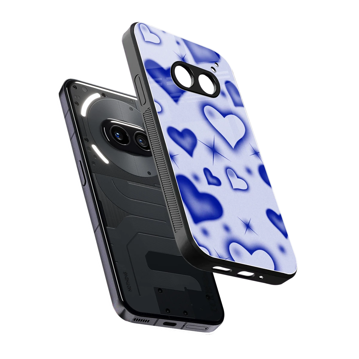Celestial Hearts sleek nothing phone 2a cover with tempered glass back and TPU edges