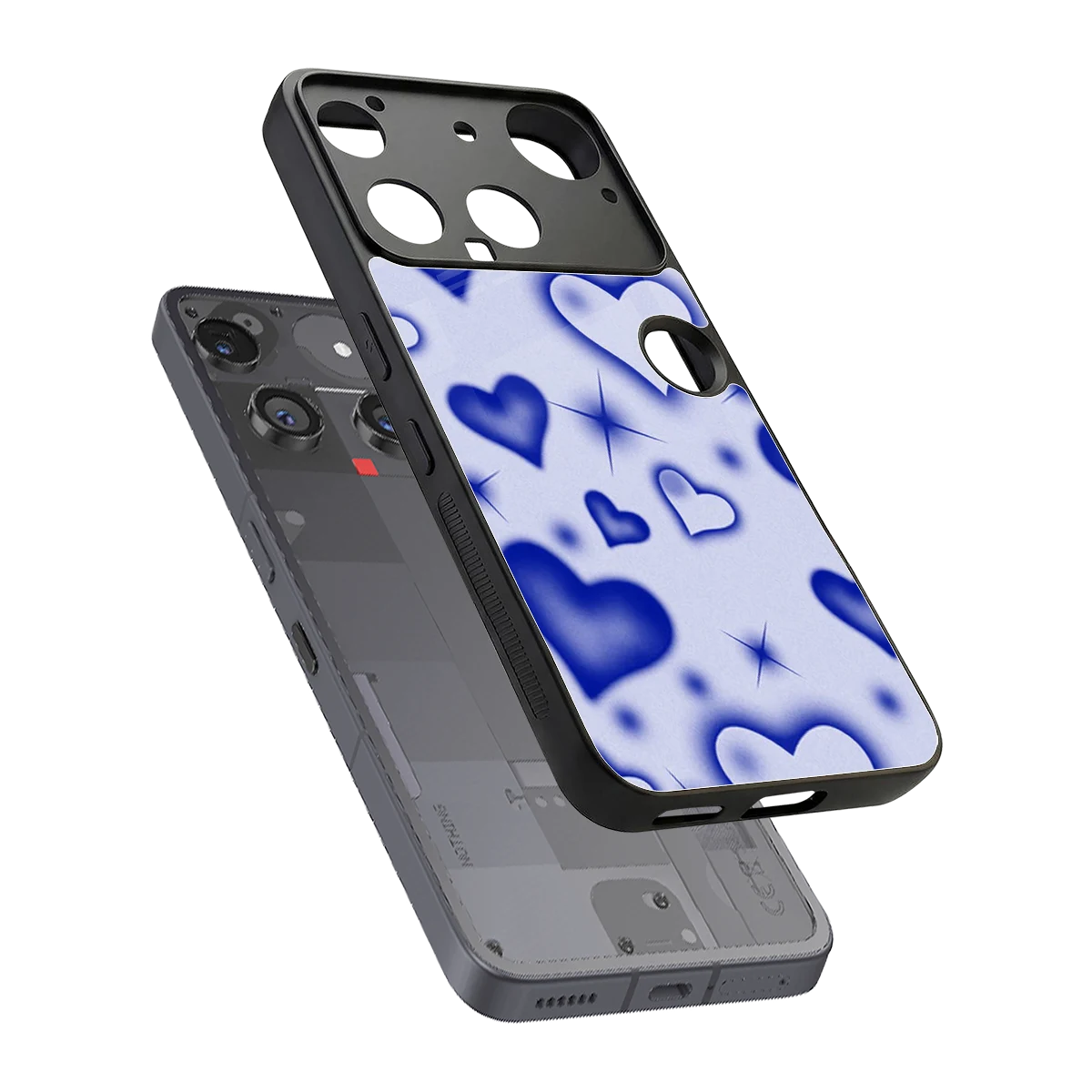 Celestial Hearts sleek nothing phone 3 cover with tempered glass back and TPU edges