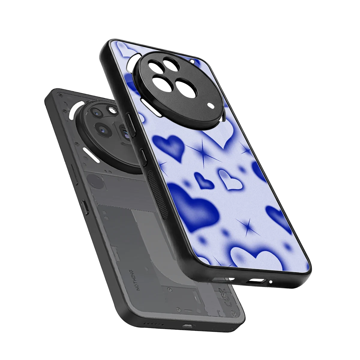 Celestial Hearts sleek nothing phone 3a pro cover with tempered glass back and TPU edges