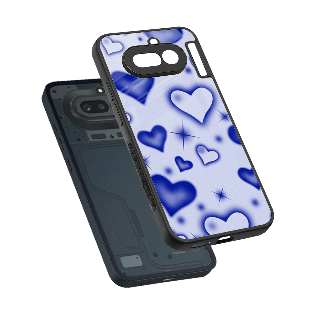 Celestial Hearts sleek nothing phone 4a cover with tempered glass back and TPU edges