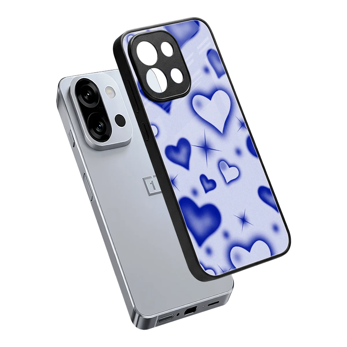 Celestial Hearts sleek oneplus 13s cover with tempered glass back and TPU edges
