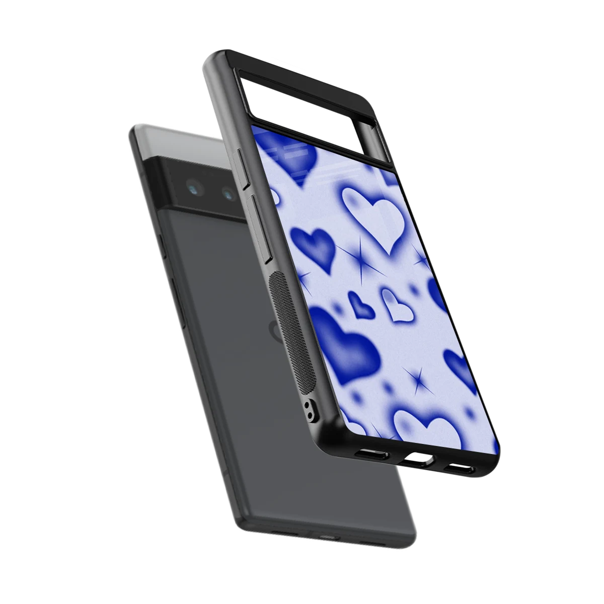 Celestial Hearts sleek google pixel 6 pro cover with tempered glass back and TPU edges