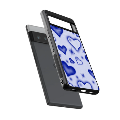 Celestial Hearts sleek google pixel 6 pro cover with tempered glass back and TPU edges