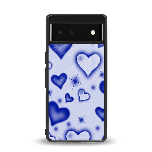 Celestial Hearts back phone cover | glass case for google pixel 6a