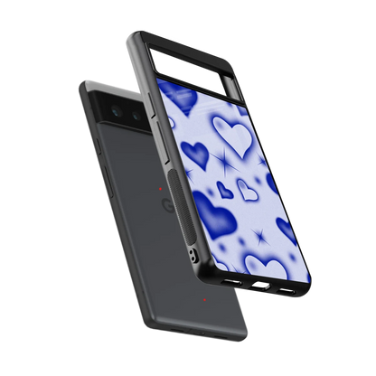 Celestial Hearts sleek google pixel 6a cover with tempered glass back and TPU edges