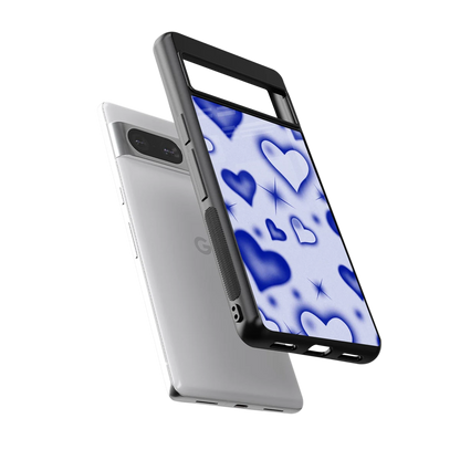 Celestial Hearts sleek google pixel 8 cover with tempered glass back and TPU edges