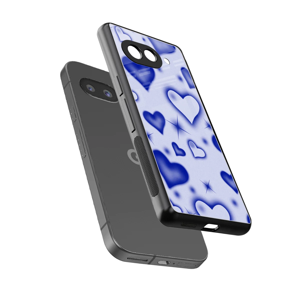 Celestial Hearts sleek google pixel 10a cover with tempered glass back and TPU edges