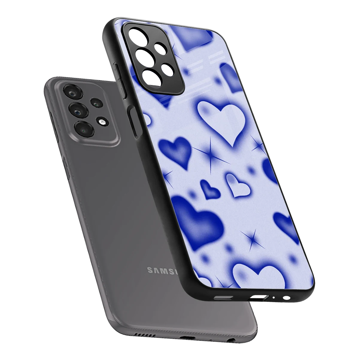 Celestial Hearts sleek samsung galaxy a23 cover with tempered glass back and TPU edges