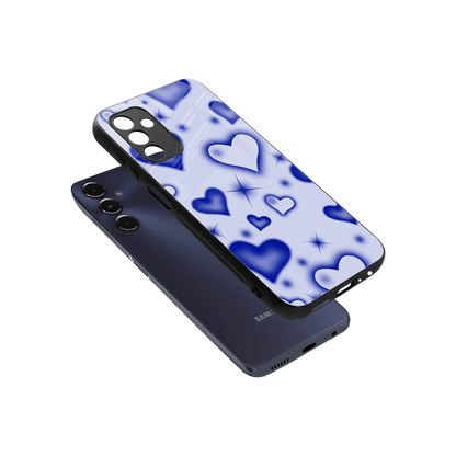 Celestial Hearts sleek samsung galaxy m14 5g cover with tempered glass back and TPU edges