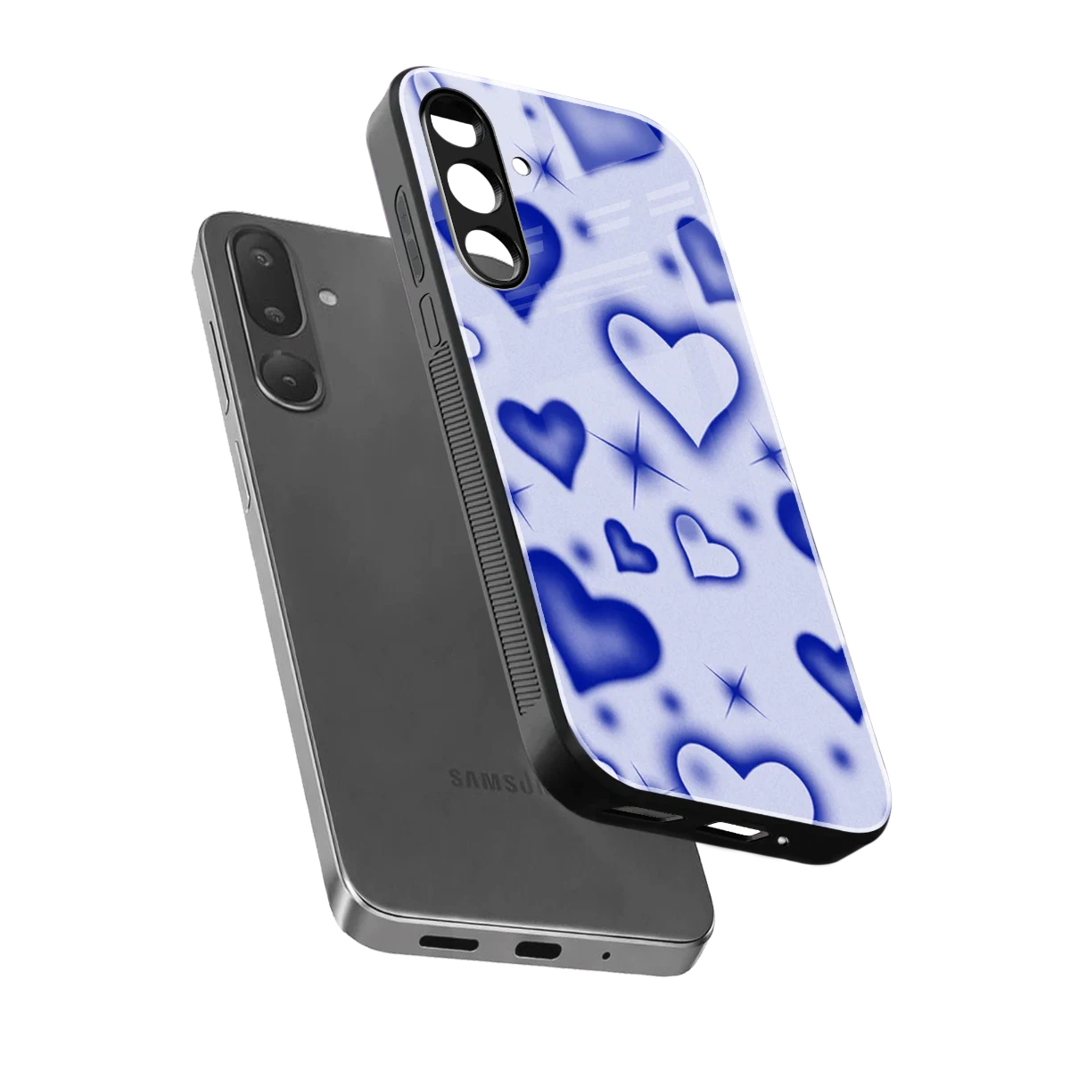 Celestial Hearts sleek samsung galaxy m56 5g cover with tempered glass back and TPU edges