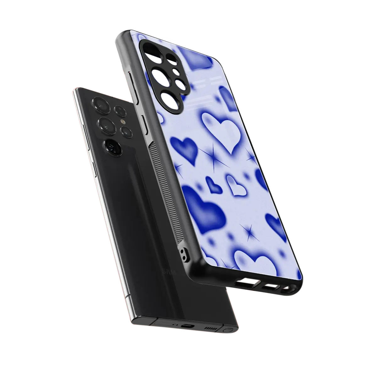 Celestial Hearts sleek samsung galaxy s25 ultra cover with tempered glass back and TPU edges
