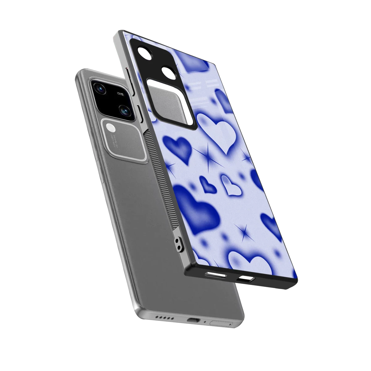 Celestial Hearts sleek vivo v30 cover with tempered glass back and TPU edges