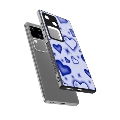 Celestial Hearts sleek vivo v30 cover with tempered glass back and TPU edges
