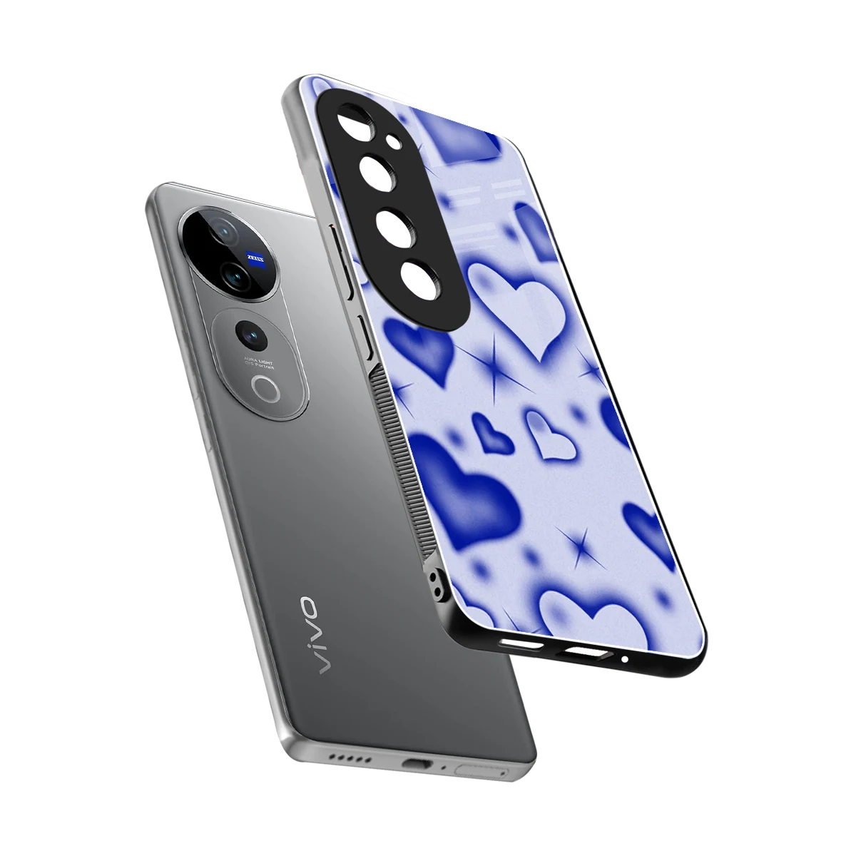 Celestial Hearts sleek vivo v40 pro cover with tempered glass back and TPU edges