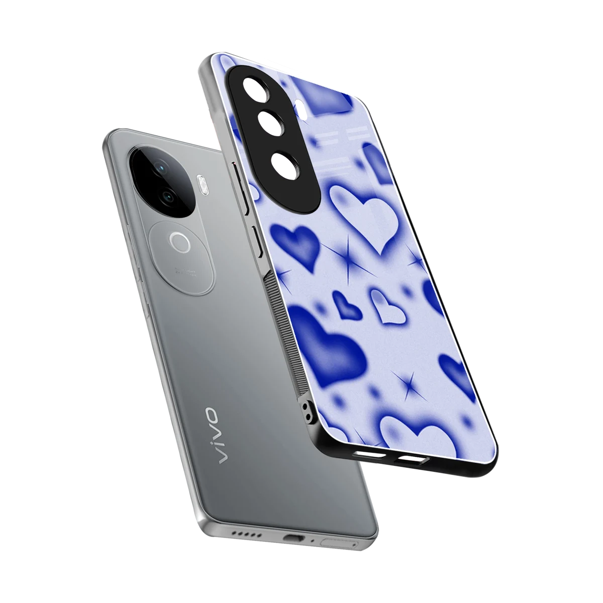 Celestial Hearts sleek vivo v40e cover with tempered glass back and TPU edges