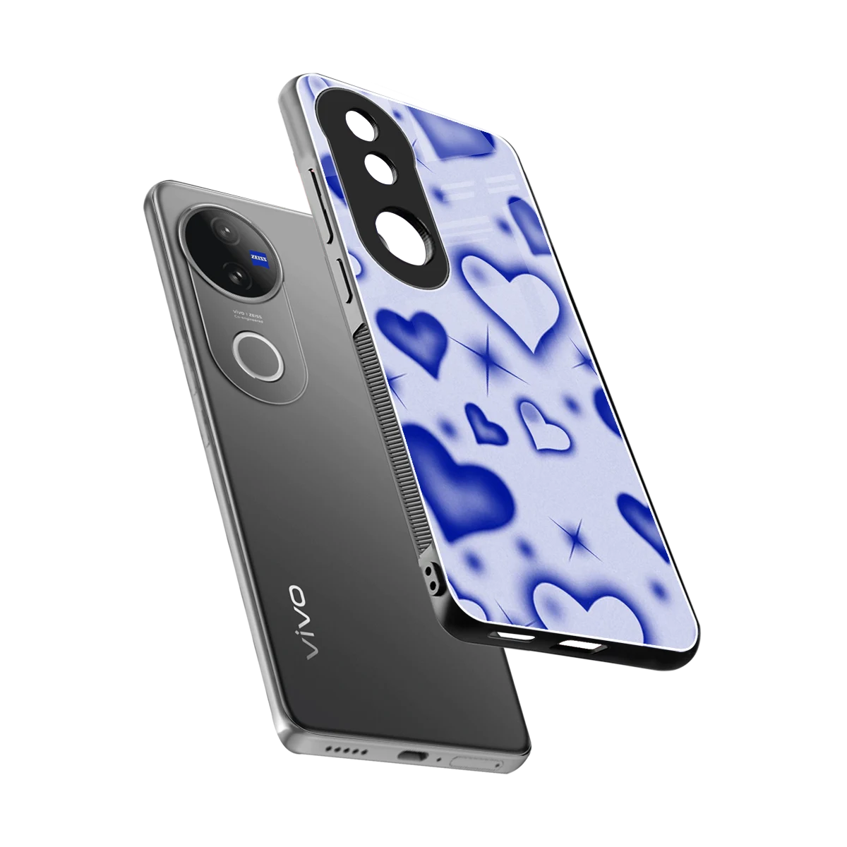 Celestial Hearts sleek vivo v50 cover with tempered glass back and TPU edges