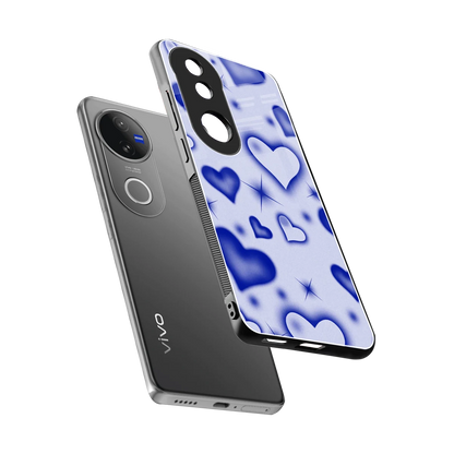Celestial Hearts sleek vivo v50 cover with tempered glass back and TPU edges