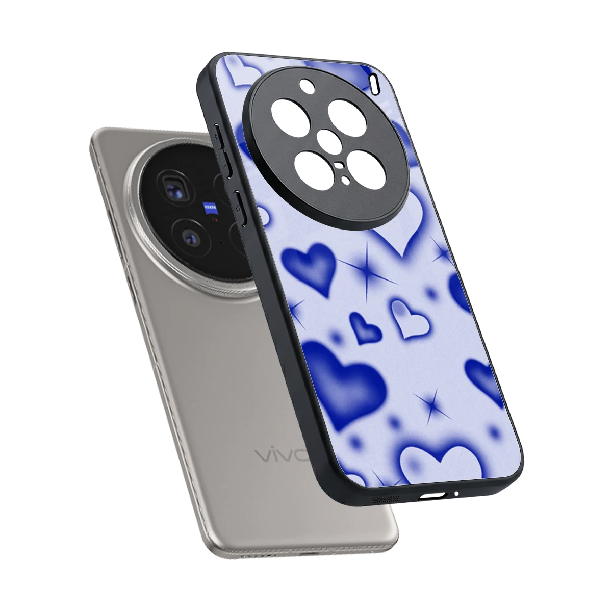 Celestial Hearts sleek vivo x200 pro cover with tempered glass back and TPU edges