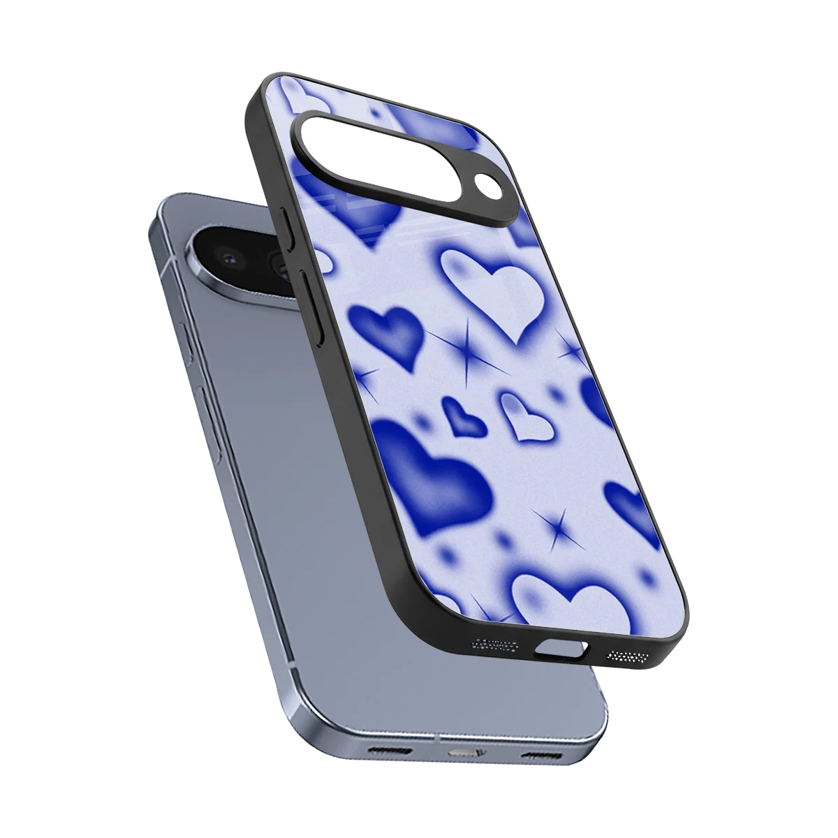 Celestial Hearts sleek google pixel 10 cover with tempered glass back and TPU edges