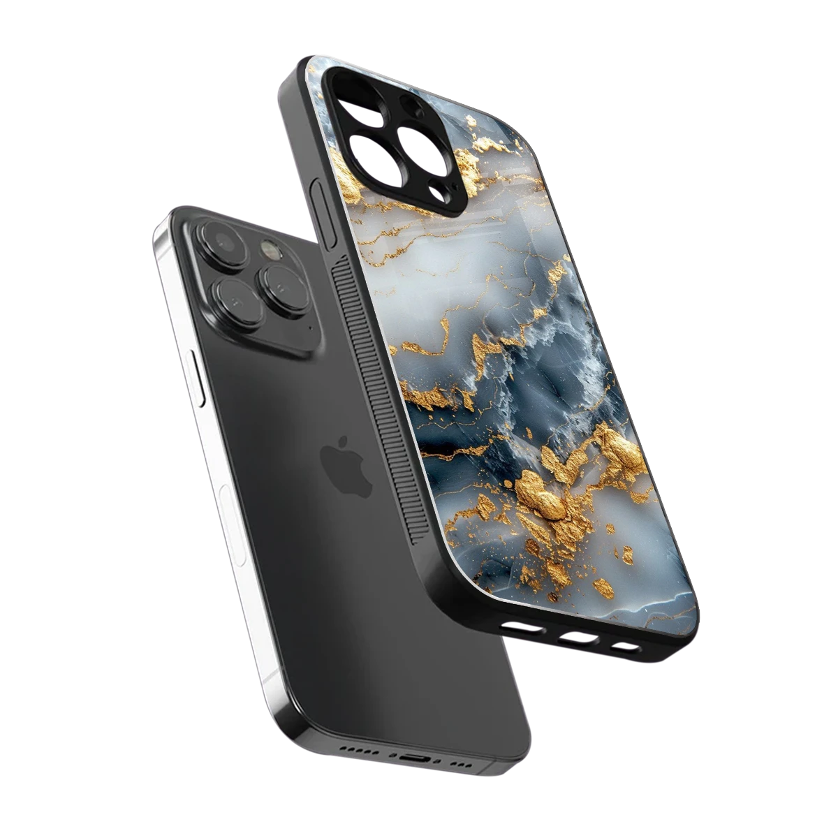 Celestial Marble sleek iphone 14 pro max cover with tempered glass back and TPU edges