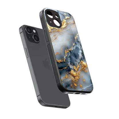 Celestial Marble sleek iphone 15 cover with tempered glass back and TPU edges