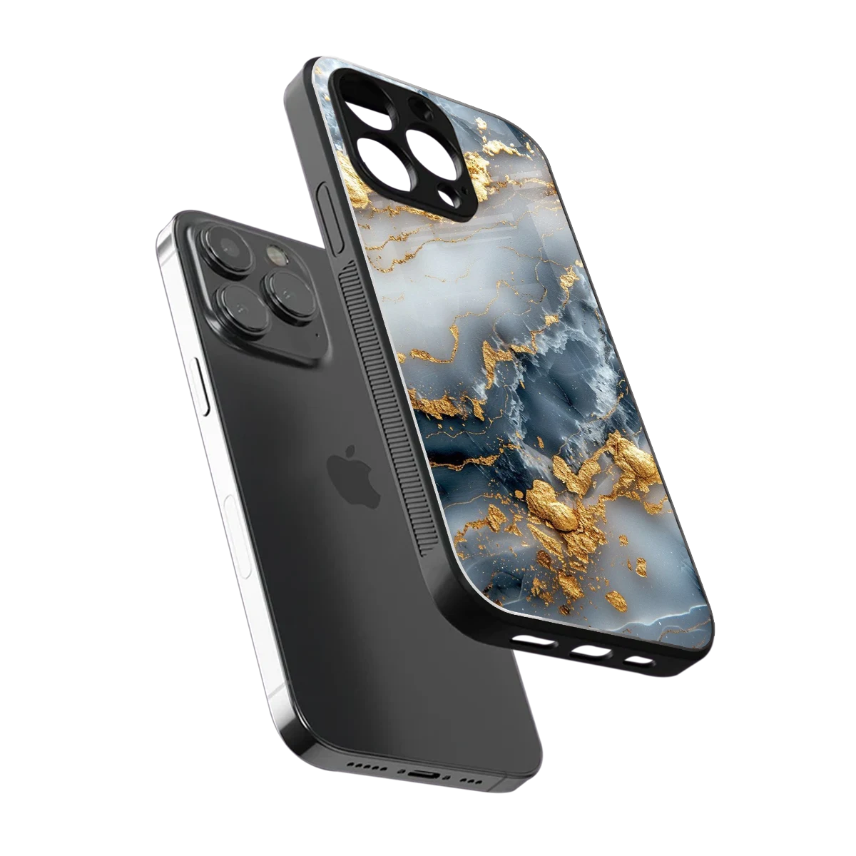 Celestial Marble sleek iphone 16 pro max cover with tempered glass back and TPU edges
