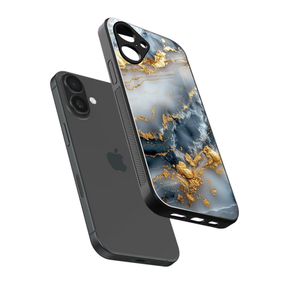 Celestial Marble sleek iPhone 16 cover with tempered glass back and TPU edges
