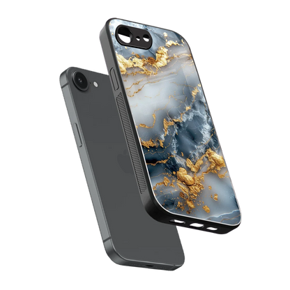 Celestial Marble sleek iphone 16e cover with tempered glass back and TPU edges