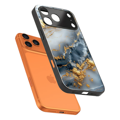 Celestial Marble sleek iphone 17 pro cover with tempered glass back and TPU edges
