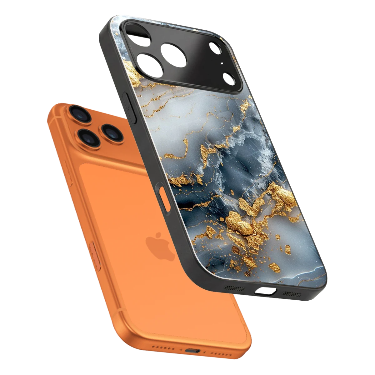 Celestial Marble sleek iphone 17 pro max cover with tempered glass back and TPU edges