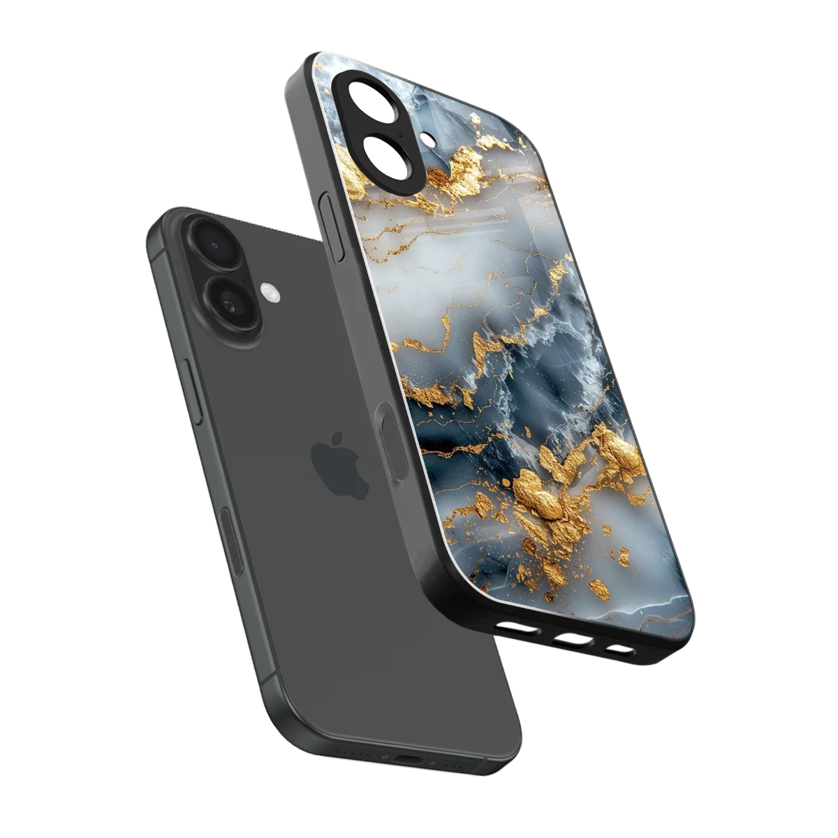 Celestial Marble sleek iphone 17 cover with tempered glass back and TPU edges