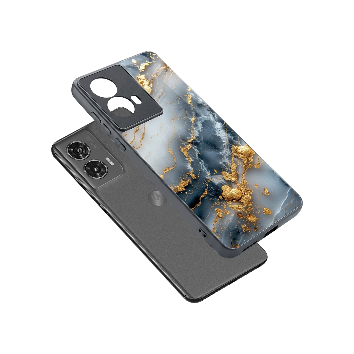 Celestial Marble sleek motorola edge 50 fusion cover with tempered glass back and TPU edges