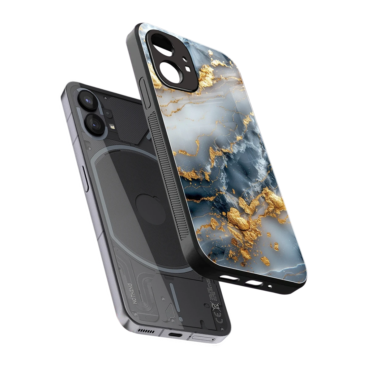 Celestial Marble sleek nothing phone 1 cover with tempered glass back and TPU edges