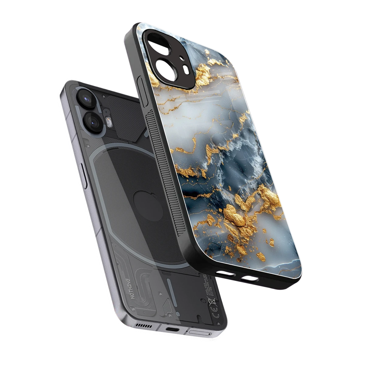 Celestial Marble sleek nothing phone 2 cover with tempered glass back and TPU edges