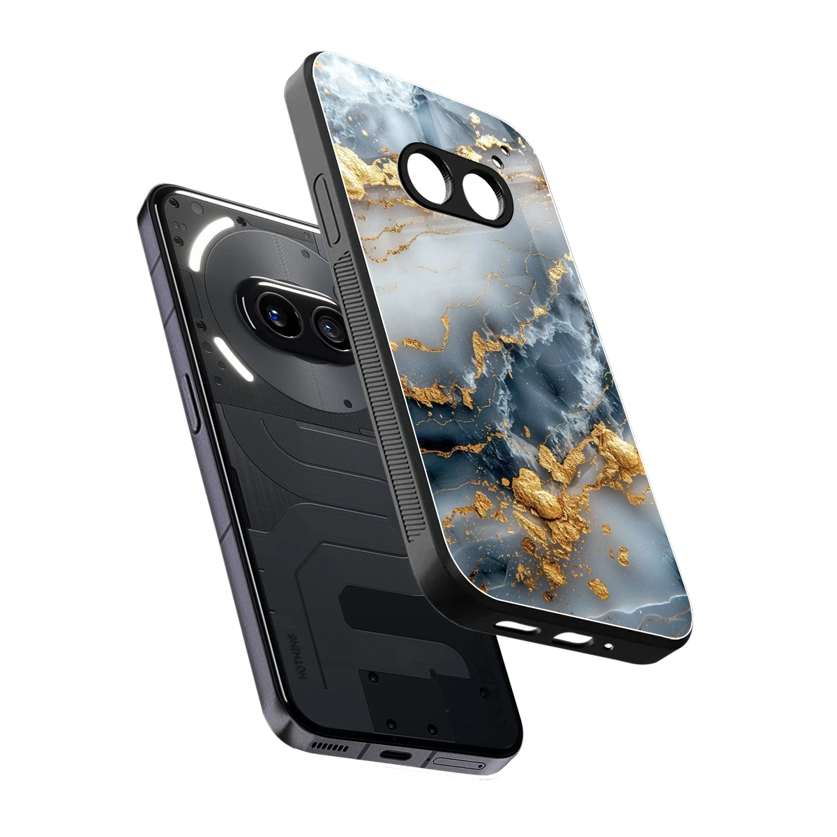 Celestial Marble sleek nothing phone 2a cover with tempered glass back and TPU edges