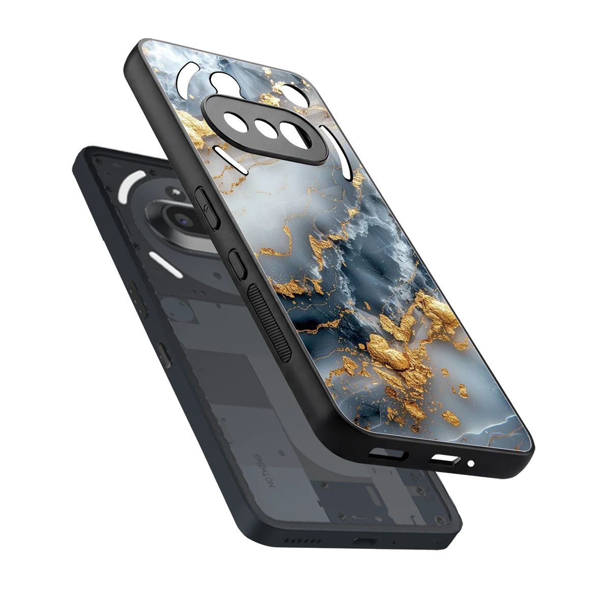 Celestial Marble sleek nothing phone 3a cover with tempered glass back and TPU edges