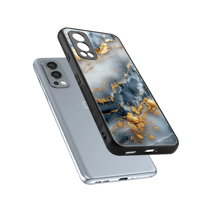 Celestial Marble sleek oneplus nord 2 cover with tempered glass back and TPU edges