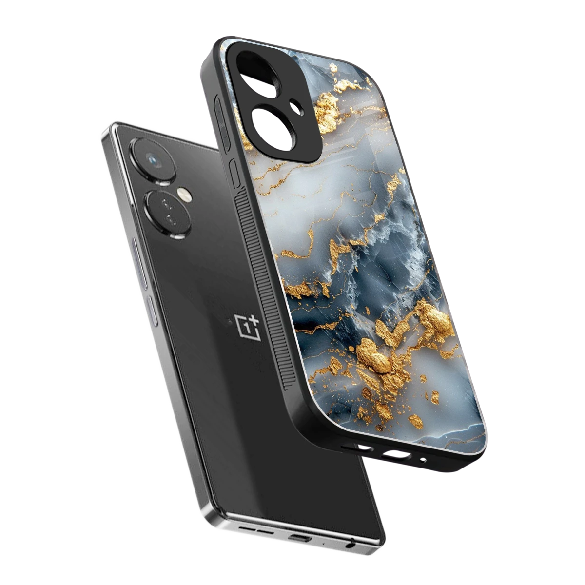 Celestial Marble sleek oneplus nord ce 3 cover with tempered glass back and TPU edges