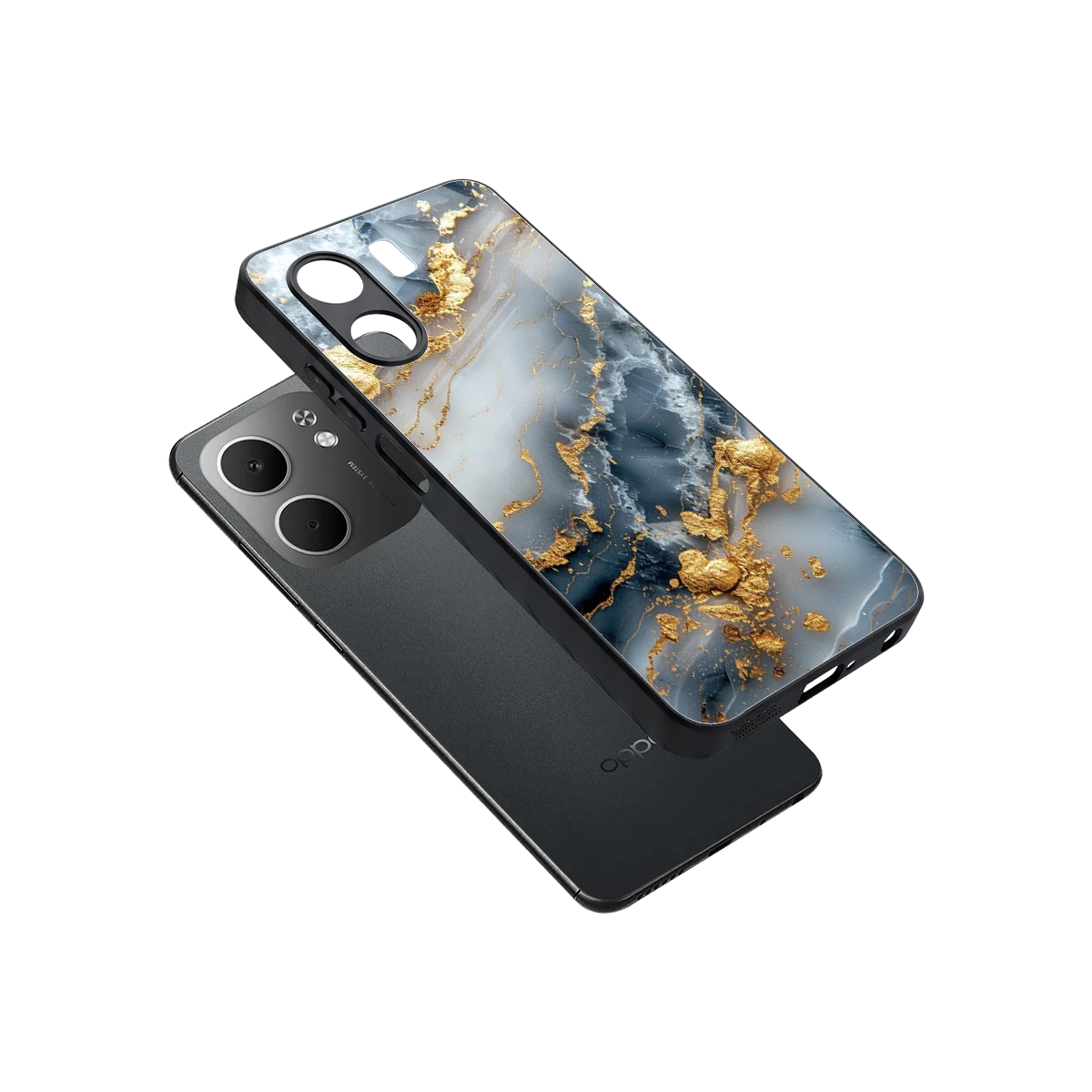 Celestial Marble sleek oppo a5x 5g cover with tempered glass back and TPU edges