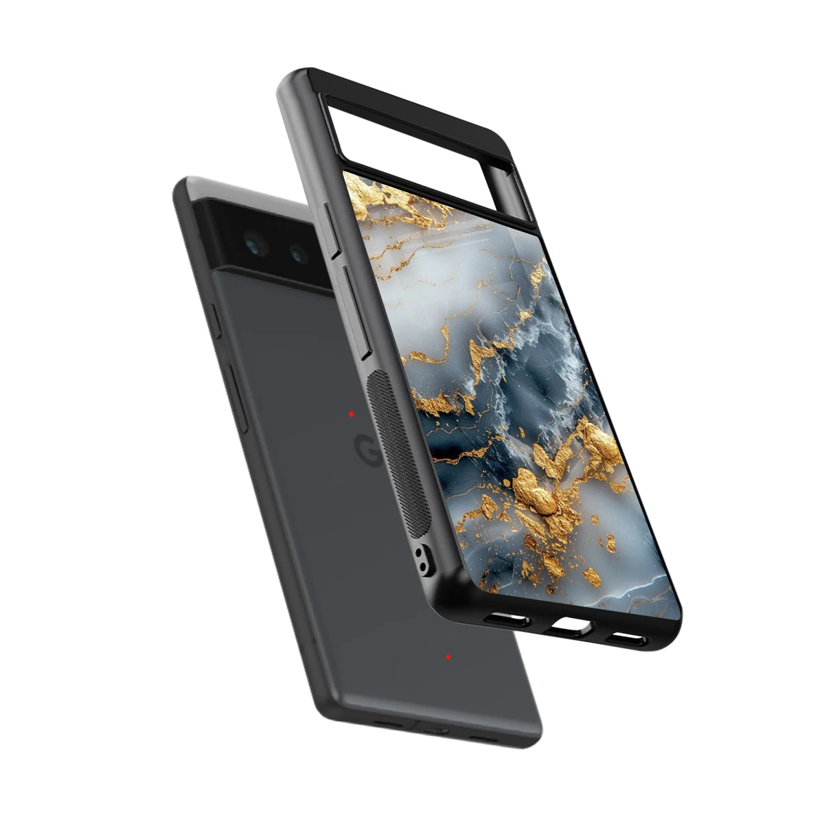 Celestial Marble sleek google pixel 6a cover with tempered glass back and TPU edges