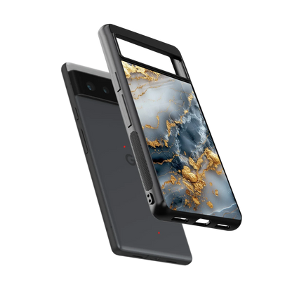 Celestial Marble sleek google pixel 6a cover with tempered glass back and TPU edges