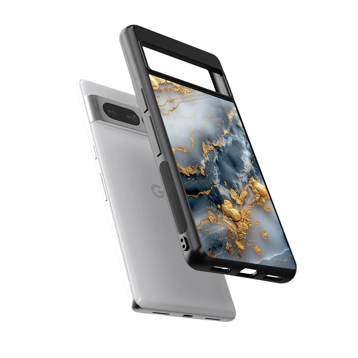 Celestial Marble sleek google pixel 7 pro cover with tempered glass back and TPU edges